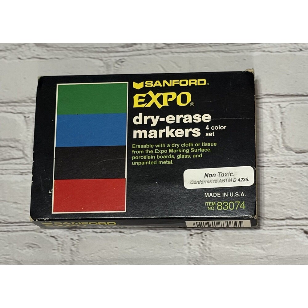 Vintage Expo Dry Erase Sanford Markers Set Chisel Tip # 83074 USA 4 Color Set